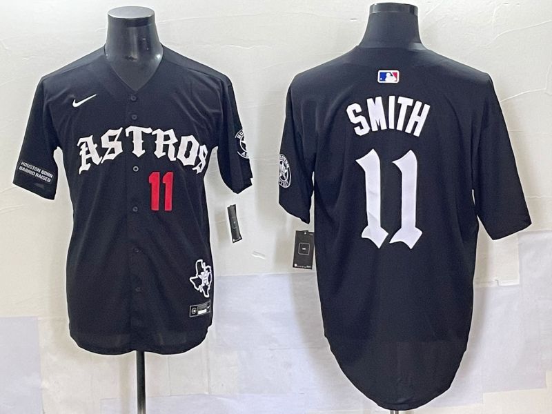 Men 2025 Houston Astros #11 Smith Black Seven generations Joint Name Nike MLB Jersey style 7045->houston astros->MLB Jersey